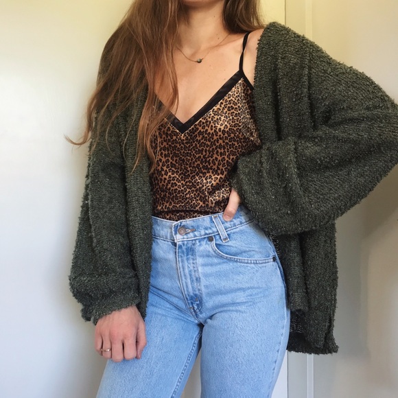 green chunky cardigan